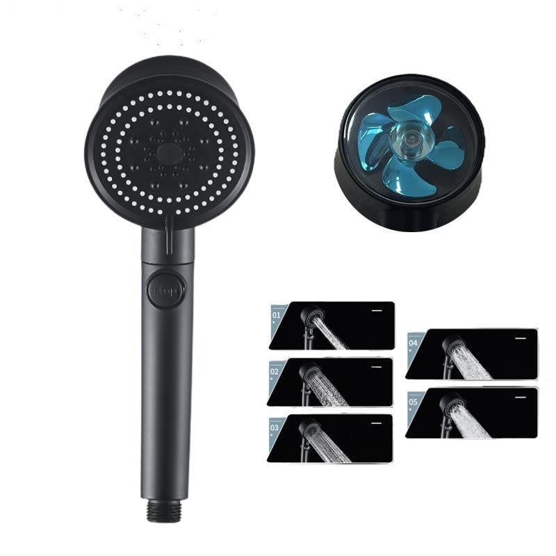 LED Wind Turbine Shower Head – 5-Color Glow Shower with Silicone Nozzles & Adjustable Spray Modes