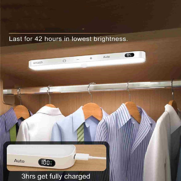 Motion Sensor Cabinet Light – Rechargeable LED Closet & Under Cabinet Lighting with Battery Display