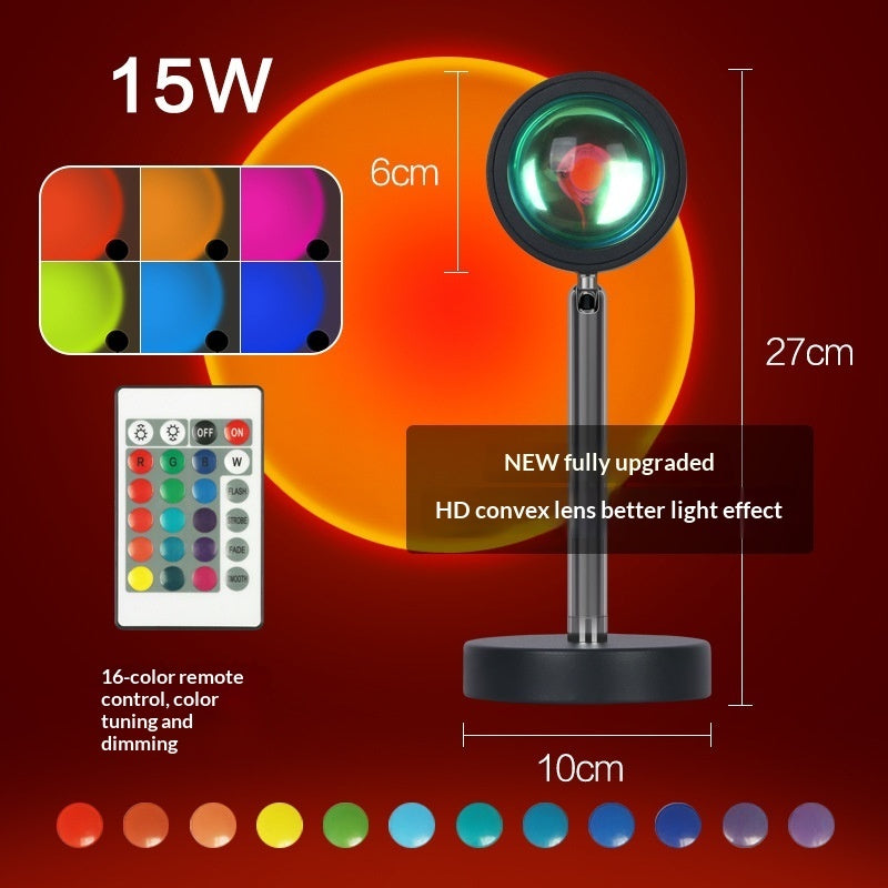 Sunset Projection Lamp – 4-Color LED Sunset Light for Bedroom, Living Room & Ambient Mood Lighting