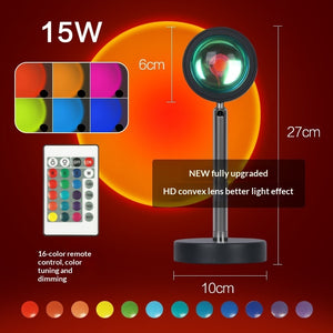 Sunset Projection Lamp – 4-Color LED Sunset Light for Bedroom, Living Room & Ambient Mood Lighting