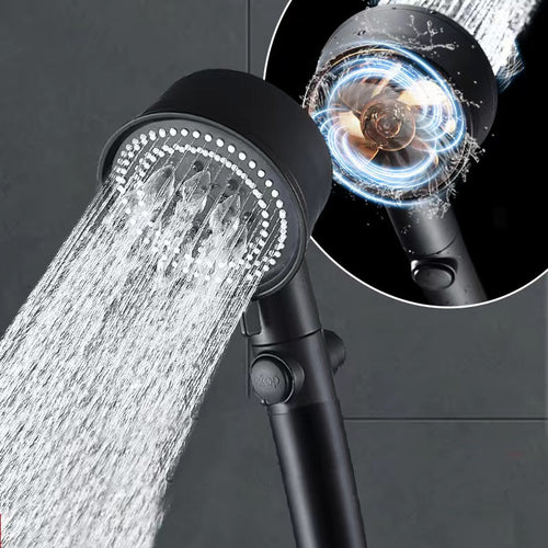 LED Wind Turbine Shower Head – 5-Color Glow Shower with Silicone Nozzles & Adjustable Spray Modes
